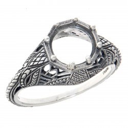 Semi Mount 8mm Classic Victorian Style Filigree Ring - Sterling Silver