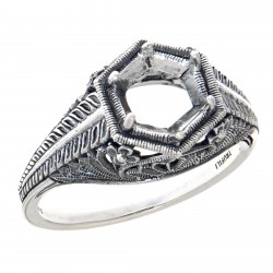 Semi Mount 6mm Classic Victorian Style Filigree Ring - Sterling Silver
