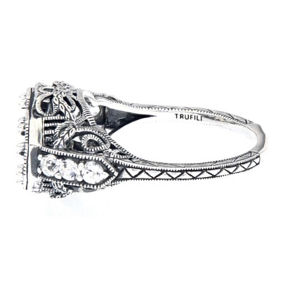 2 - 5mm Stone Filigree Semi Mount White Topaz Ring Sapphires Sterling Silver - FR-1846-S-WT-SEMI