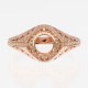 Semi Mount for 6.5mm Round Gemstone Art Deco Style 14kt Rose Gold Filigree Vintage Inspired Ring - FR-1848-SEMI-RG