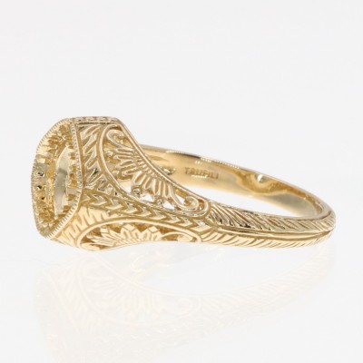 Semi Mount for 6.5mm Round Gemstone Art Deco Style 14kt Yellow Gold Filigree Vintage Inspired Ring - FR-1850-SEMI-YG