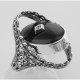 Antique Style Cameo / Onyx Filigree Flip Ring w / Diamond - Sterling Silver - FR-192-SH-O