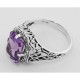 2 1/2 Carat Amethyst Filigree Ring - Sterling Silver - FR-193-AM