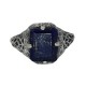 Art Deco Style Blue Lapis Filigree Ring - Sterling Silver - FR-193-L