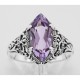 Antique Style Amethyst Filigree Ring - Sterling Silver - FR-194-AM