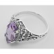 Antique Style Amethyst Filigree Ring - Sterling Silver - FR-194-AM