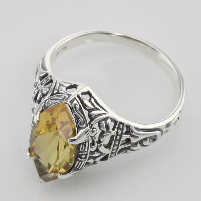 Citrine Filigree Ring - Sterling Silver - FR-194-C