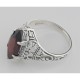 Art Deco Style Genuine Red Garnet Filigree Ring - Sterling Silver - FR-194-G