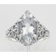 Victorian Style White Topaz Filigree Ring - Sterling Silver - FR-194-WT