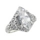 Victorian Style White Topaz Filigree Ring - Sterling Silver - FR-194-WT