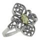 Victorian Style Peridot Filigree Ring with Two Diamonds - Sterling Silver - FR-199-P
