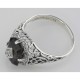 Antique Victorian Style Smoky Topaz Filigree Diamond Ring Sterling Silver - FR-200-SM
