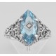 Sterling Silver Blue Topaz Filigree Ring w/ Diamond - FR-201-BT