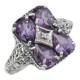 Four Stone Amethyst Filigree Ring - Sterling Silver - FR-237-AM