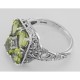 Four Stone Genuine Peridot and Diamond Filigree Ring - Sterling Silver - FR-237-P