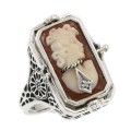 Cameo / Onyx w/ Diamonds Filigree Wagon Wheel Flip Ring - Sterling Silver