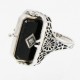 Cameo / Onyx w/ Diamonds Filigree Wagon Wheel Design Flip Ring - Sterling Silver - FR-239-SH-O