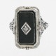 Cameo / Onyx w/ Diamonds Filigree Wagon Wheel Design Flip Ring - Sterling Silver - FR-239-SH-O