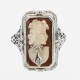 Cameo / Onyx w/ Diamonds Filigree Wagon Wheel Design Flip Ring - Sterling Silver - FR-239-SH-O