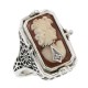 Cameo / Onyx w/ Diamonds Filigree Wagon Wheel Design Flip Ring - Sterling Silver - FR-239-SH-O
