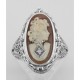 Cameo / Onyx w/ Diamonds Filigree Flip Ring - Sterling - FR-329-SH-O