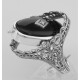 Cameo / Onyx w/ Diamonds Filigree Flip Ring - Sterling - FR-329-SH-O