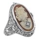 Cameo / Onyx w/ Diamonds Filigree Flip Ring - Sterling - FR-329-SH-O