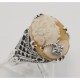 Hand Carved Italian Shell Cameo w/ Diamond Necklace Ring - Sterling Silver - FR-330