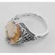 Hand Carved Italian Shell Cameo w/ Diamond Necklace Ring - Sterling Silver - FR-330