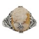Hand Carved Italian Shell Cameo w/ Diamond Necklace Ring - Sterling Silver - FR-330