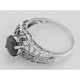Art Deco Style Garnet Filigree Ring with Four Diamonds Sterling 925 - FR-332-G