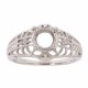 Semi Mount Art Deco Diamond Filigree Ring - 14kt White Gold - FR-332-SEMI-WG