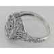 Victorian Style Camphor Glass Filigree Diamond Ring in Fine Sterling Silver - FR-369-CR
