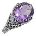 Amethyst Filigree Ring - Sterling Silver