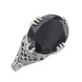 Beautiful Oval Black Onyx Filigree Ring - Sterling Silver