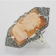 Italian Hand Carved Shell Cameo Ring - Sterling Silver - FR-4721
