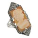 Italian Hand Carved Shell Cameo Ring - Sterling Silver - FR-4721