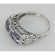 Art Deco Style Genuine Amethyst Filigree Ring - Sterling Silver - FR-475-AM