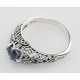 London Blue Topaz Filigree Ring with Sapphire Gems Sterling Silver - FR-48-LBT