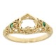 Semi Mount Filigree Ring with Emerald Accents - 14kt Yellow Gold - FR-48-SEMI-E-YG