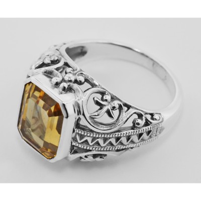 Citrine Filigree Ring - Sterling Silver - FR-54-C