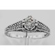 Beautiful Victorian Style CZ Solitare Filigree Ring - Sterling Silver - FR-55-CZ