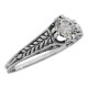 Beautiful Victorian Style CZ Solitare Filigree Ring - Sterling Silver - FR-55-CZ