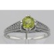 Beautiful Victorian Style Peridot Solitaire Filigree Ring Sterling Silver - FR-55-P