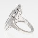 Vintage Inspired 14kt White Gold Diamond and Sapphire Filigree Ring - Art Deco Style - FR-61-D-S-WG