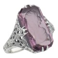 Roman Style Amethyst Crystal Reverse Intaglio Ring Sterling Silver