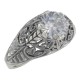 Classic Victorian Style Cubic Zirconia Filigree Ring - Sterling Silver - FR-698-CZ