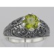 Victorian Style Genuine Peridot Solitaire Filigree Ring - Sterling Silver - FR-698-P