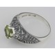 Victorian Style Genuine Peridot Solitaire Filigree Ring - Sterling Silver - FR-698-P