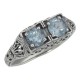 Antique Victorian Style Blue Topaz Filigree Ring Sterling - FR-699-BT